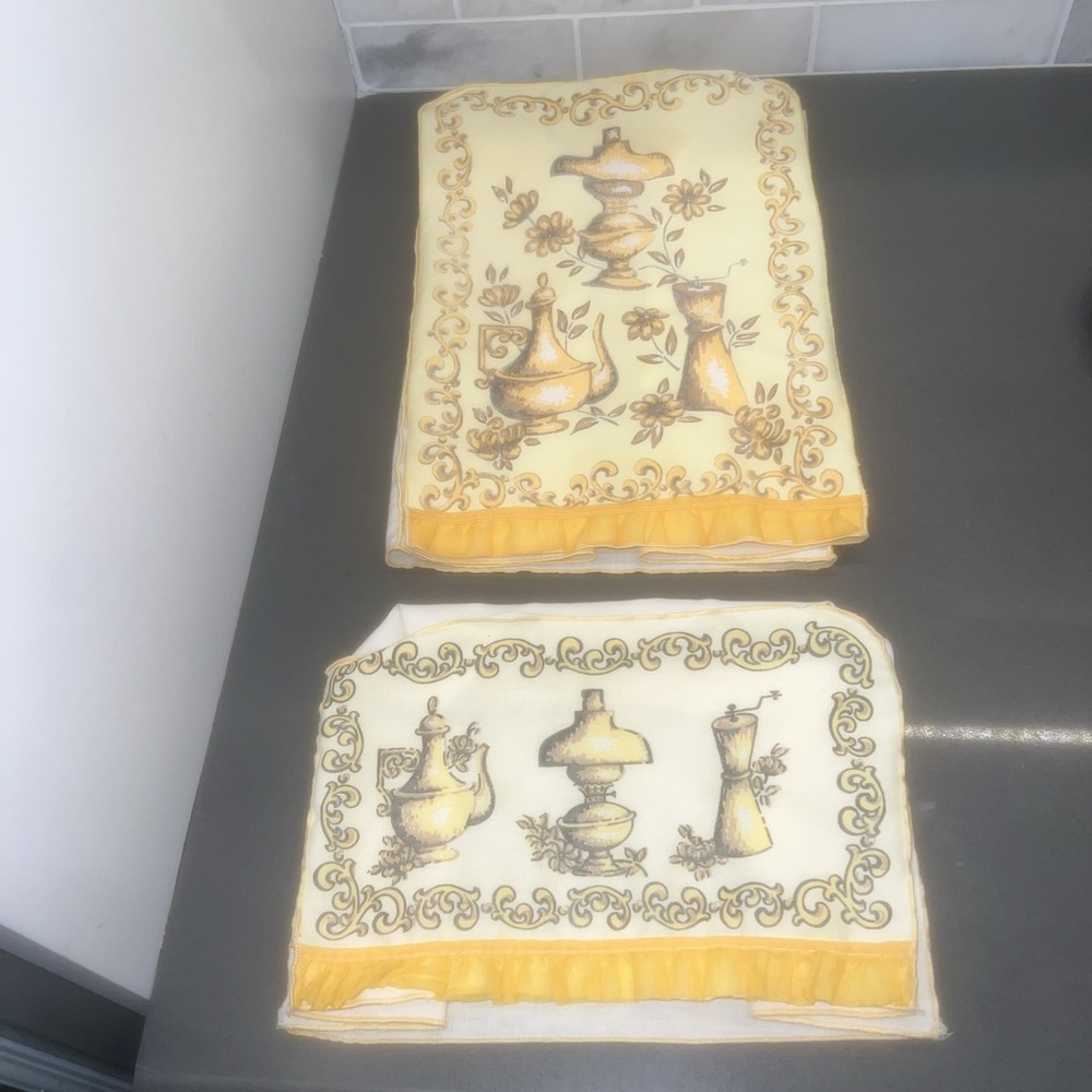 Vtg Blender & Toaster Appliance Covers Antique Style Harvest Gold MCM Kitchen